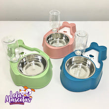 Cargar imagen en el visor de la galería, Plato Acero Inox con Dispensador de Agua 🐱🐶
