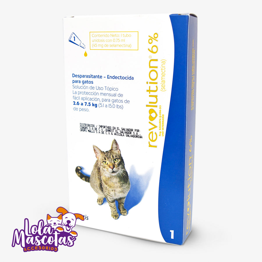 Pipeta Antiparasitario REVOLUTION 6% (2,6 a 7,5 KG) 🐱🐈