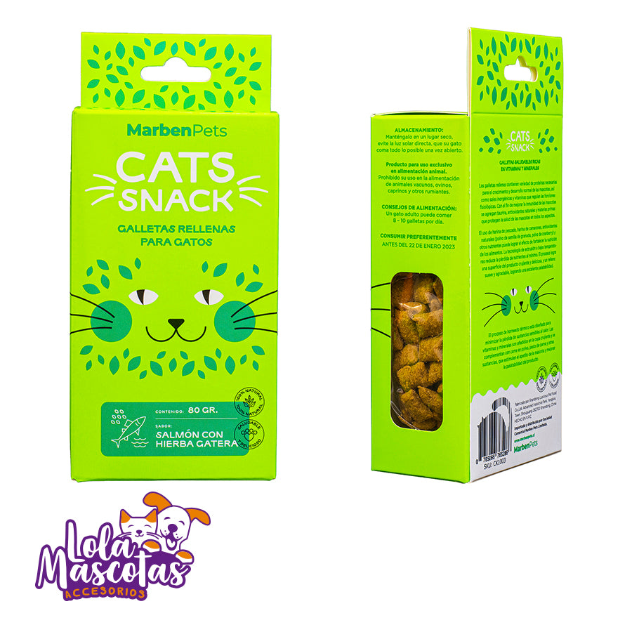 Galletas Rellenas Salmón y Catnip 100% Natural 80g – Cats Snacks🐱🐈