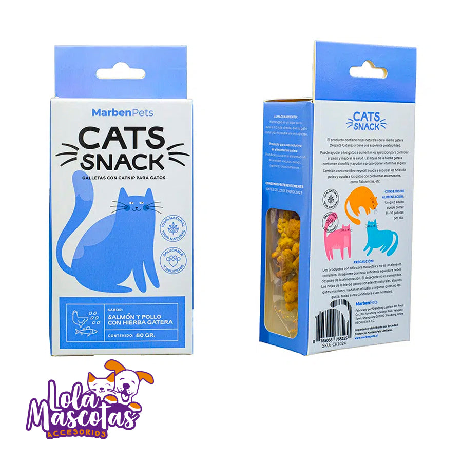 Galletas de Salmón y Pollo con Catnip 100% Natural 80g – Cats Snacks🐱🐈