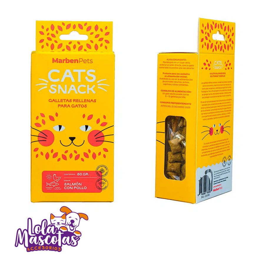 Galletas Rellenas Salmón y Pollo 100% Natural 80g – Cats Snacks🐱🐈