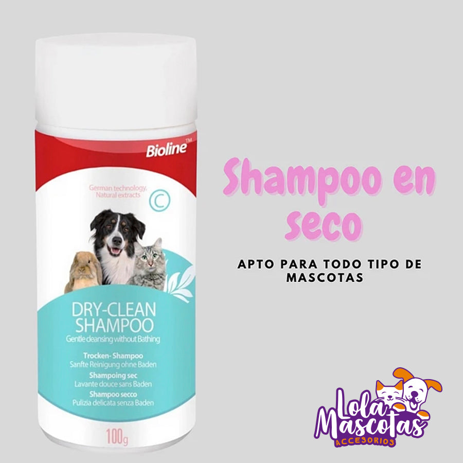 Shampoo en Seco Bioline 100g.🐶🐱🐰